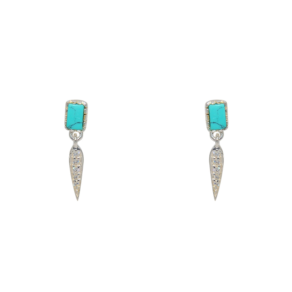 Boucles dorées pierre et pampille goutte zircons - ARGENT &