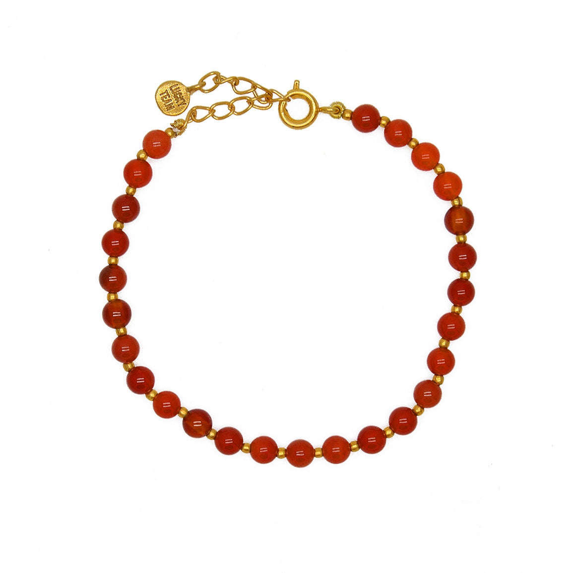 Bracelet doré et perles - AGATE ROUGE