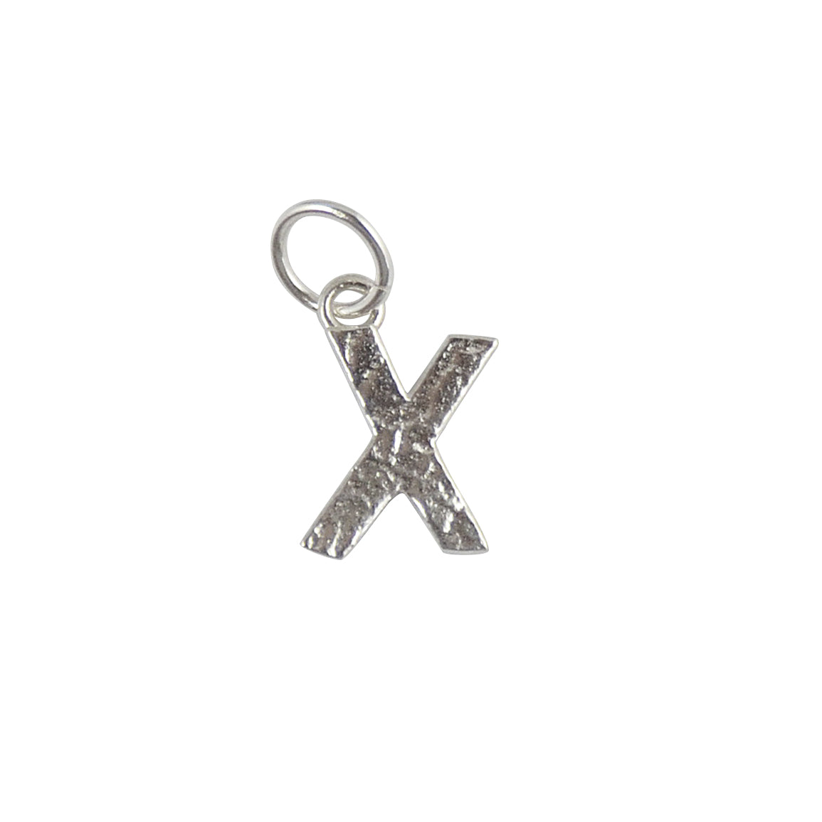 Collier argent 925 pendentif lettre martelée - X