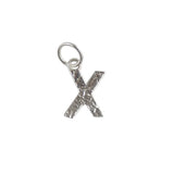 Collier argent 925 pendentif lettre martelée - X