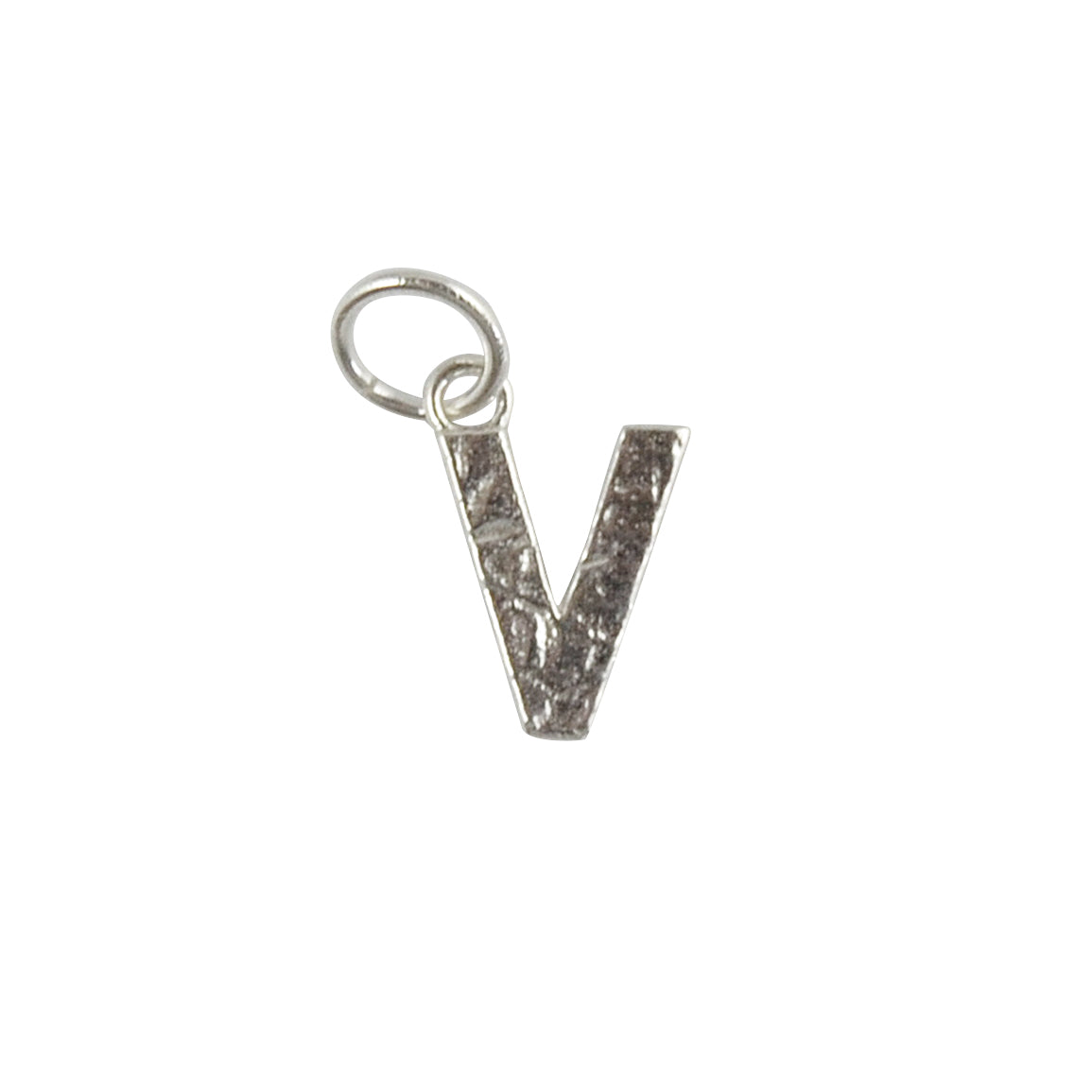 Collier argent 925 pendentif lettre martelée - V