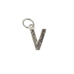Collier argent 925 pendentif lettre martelée - V