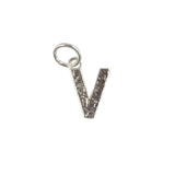 Collier argent 925 pendentif lettre martelée - V