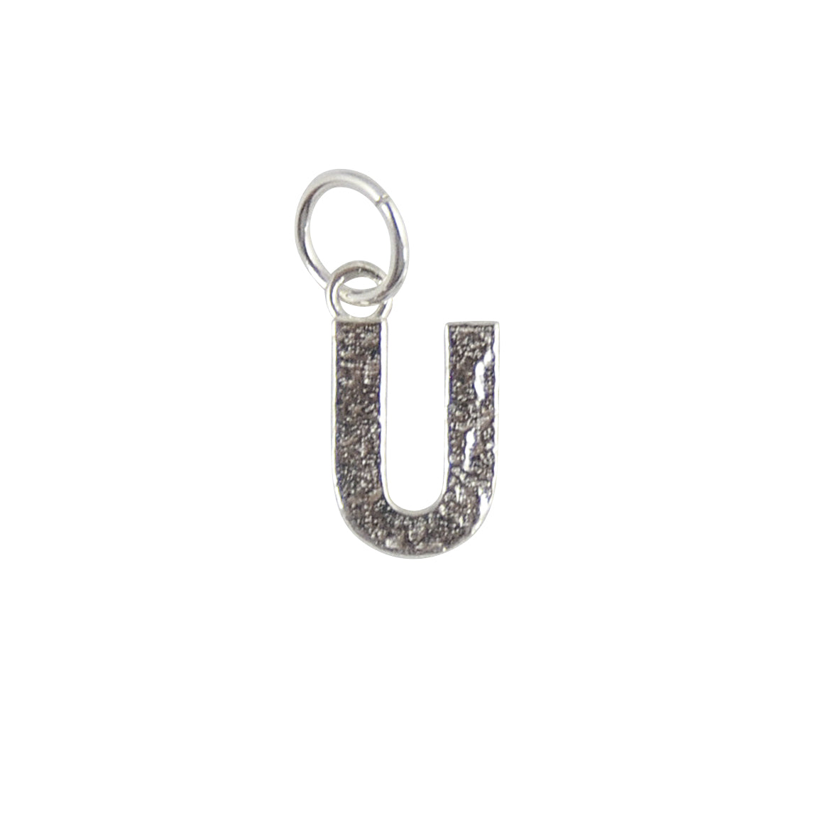 Collier argent 925 pendentif lettre martelée - U