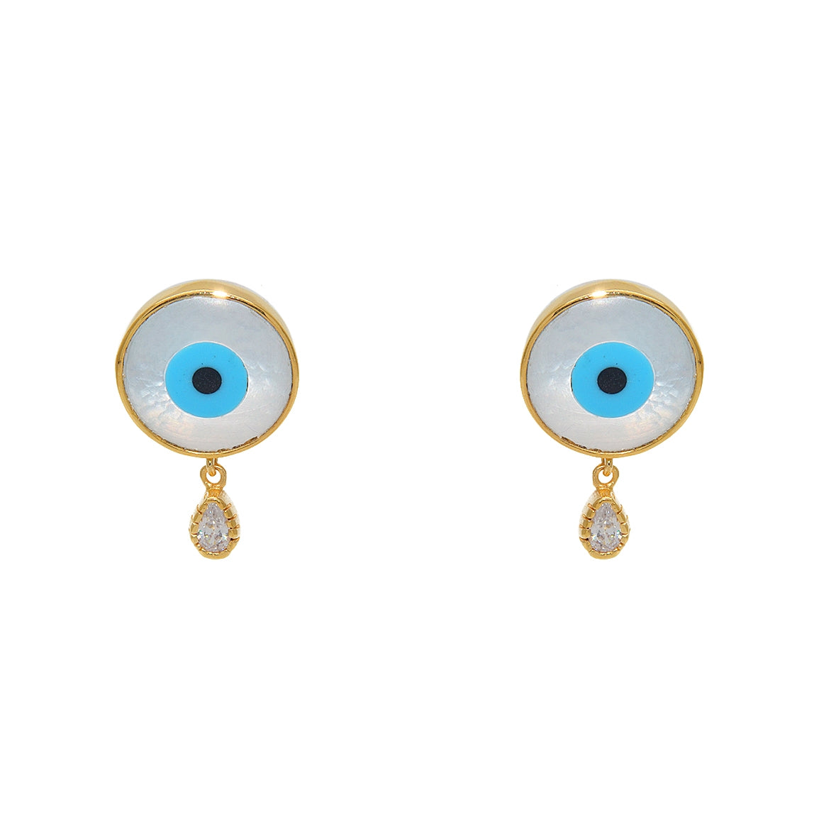 Boucles dorées oeil porte bonheur et zircon