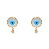Boucles dorées oeil porte bonheur et zircon