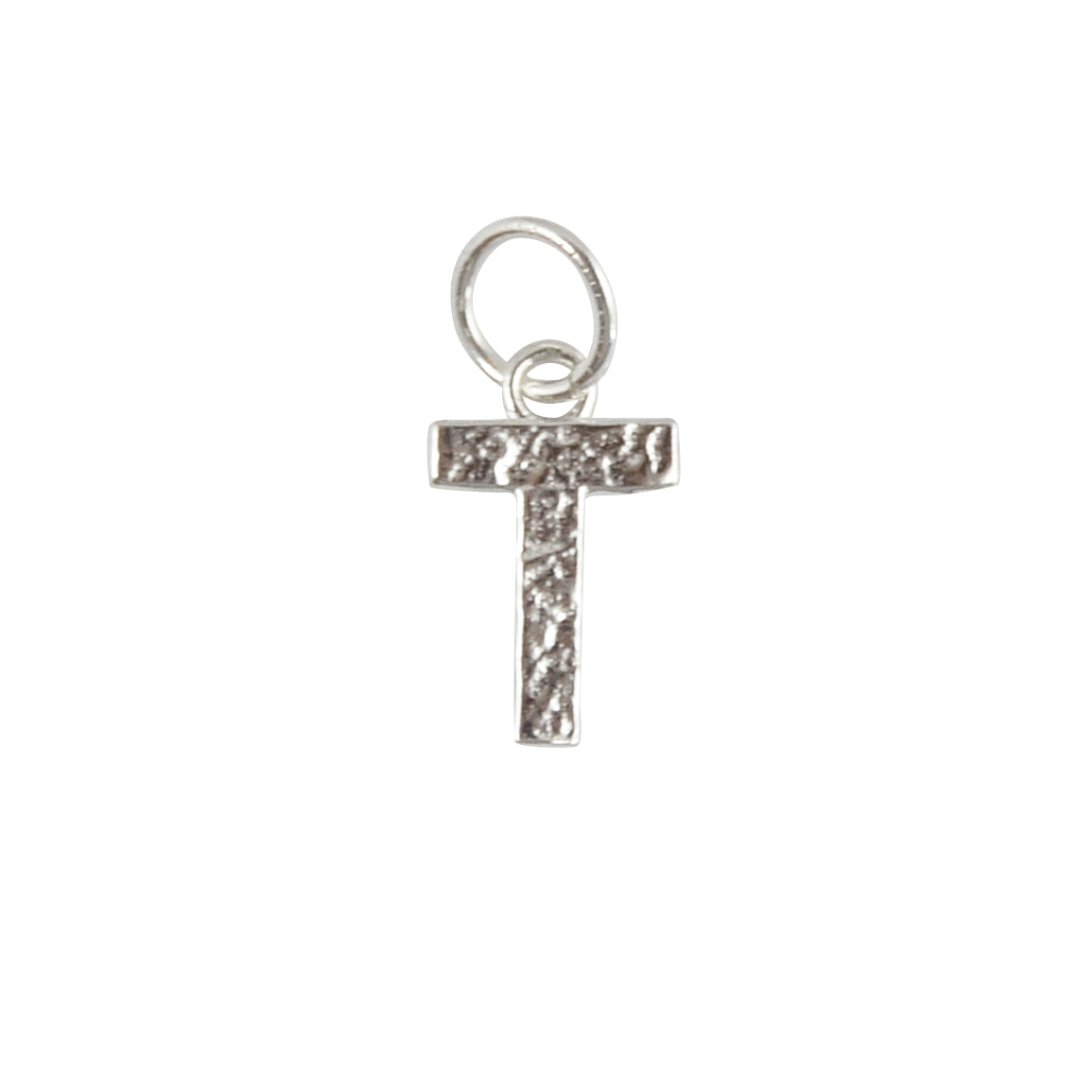 Collier argent 925 pendentif lettre martelée - T