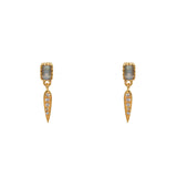 Boucles dorées pierre et pampille goutte zircons -
