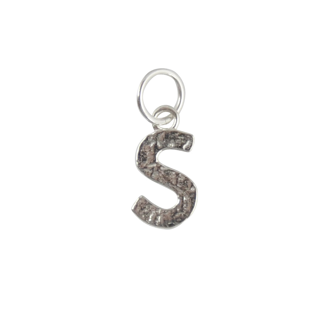 Collier argent 925 pendentif lettre martelée - S