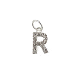 Collier argent 925 pendentif lettre martelée - R