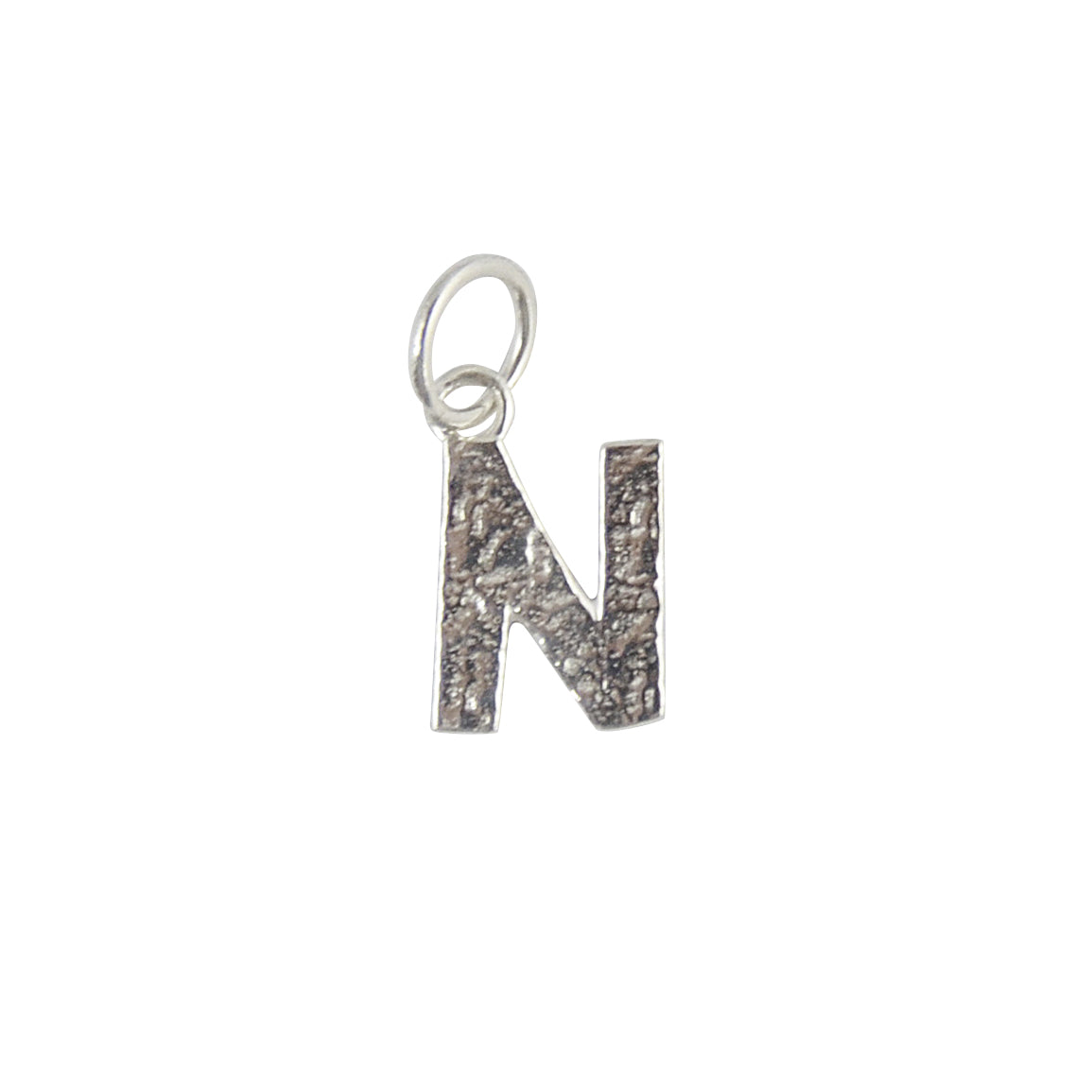 Collier argent 925 pendentif lettre martelée - N