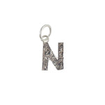 Collier argent 925 pendentif lettre martelée - N