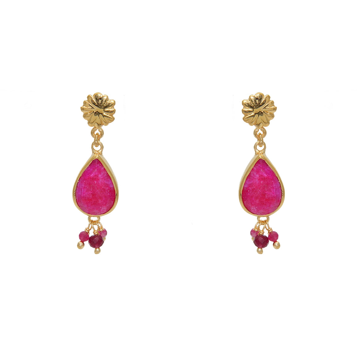 Boucles dorées et pierres - RUBIS