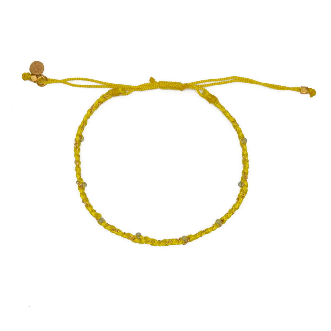 Bracelet tressé doré et pierres - JAUNE