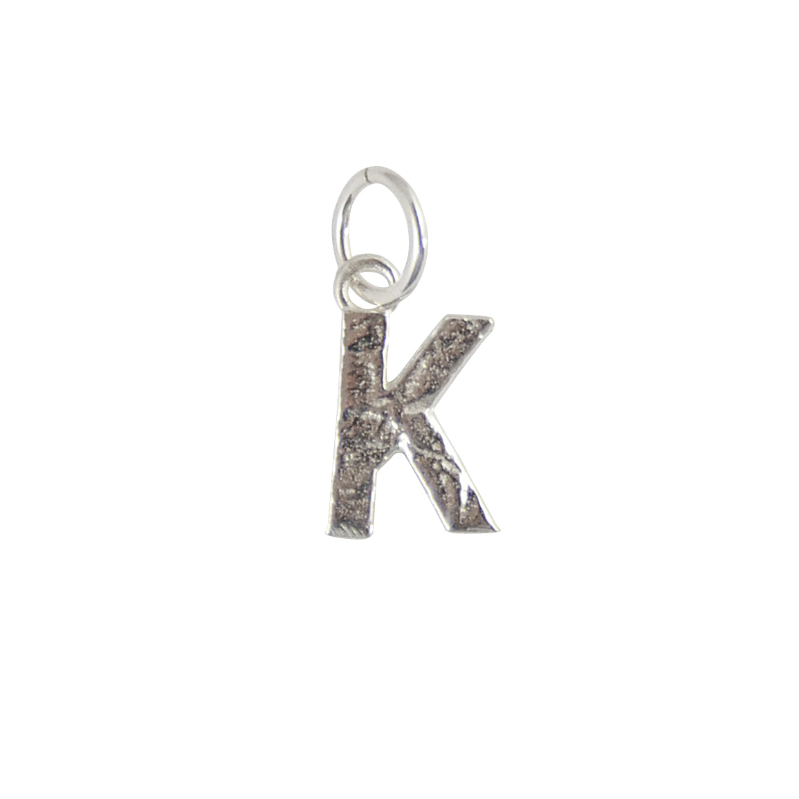 Collier argent 925 pendentif lettre martelée - K