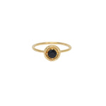 Bague dorée martelée petite pierre ronde - 50 / ONYX NOIRE