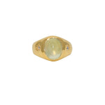 Chevalière dorée pierre cabochon et zircons