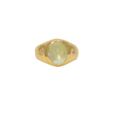 Chevalière dorée pierre cabochon et zircons