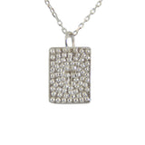 Collier plaque argent 925 texturée et croix