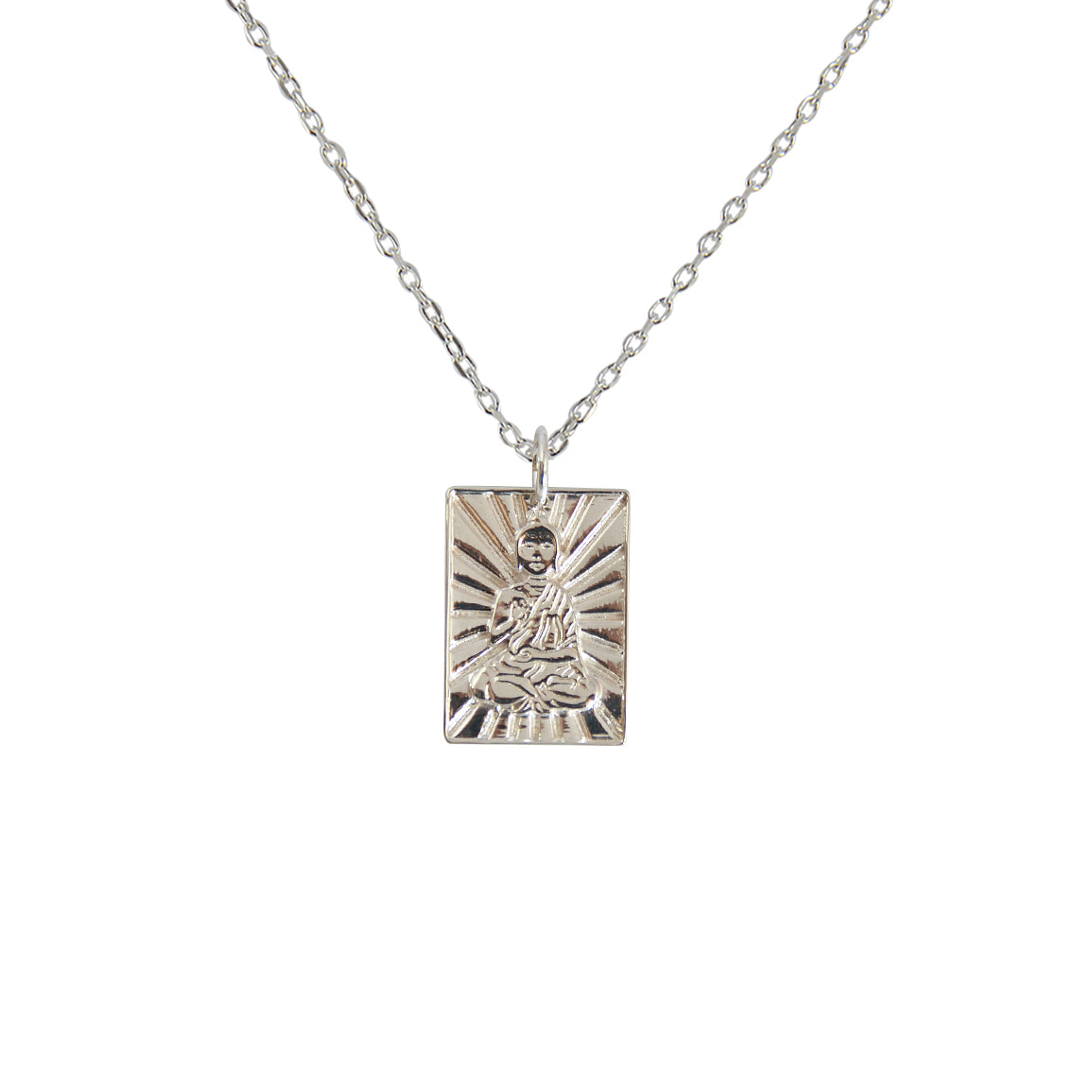 Collier plaque argent 925 bouddha