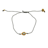 Bracelet tressé et goutte pierre - GRIS & LABRADORITE
