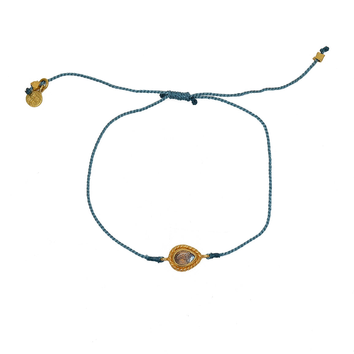 Bracelet tressé et goutte pierre - BLEU JEAN & LABRADORITE