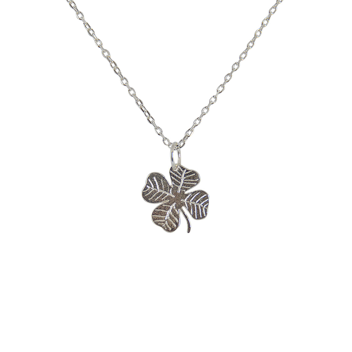 Collier argent 925 trèfle texturé