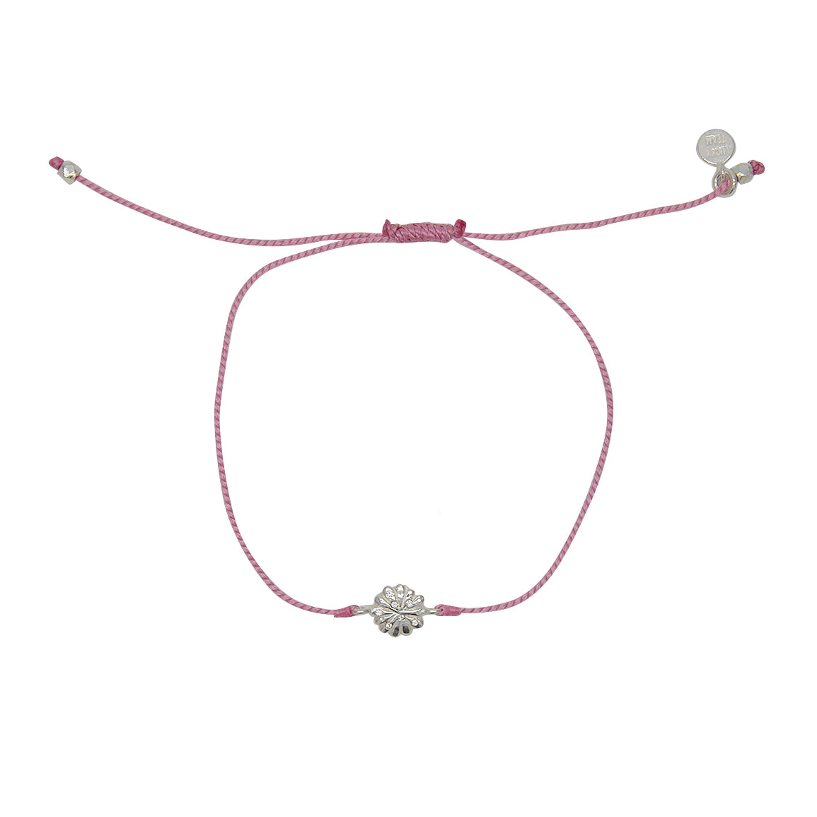 Bracelet tressé fleur argent 925 et zircons - ROSE
