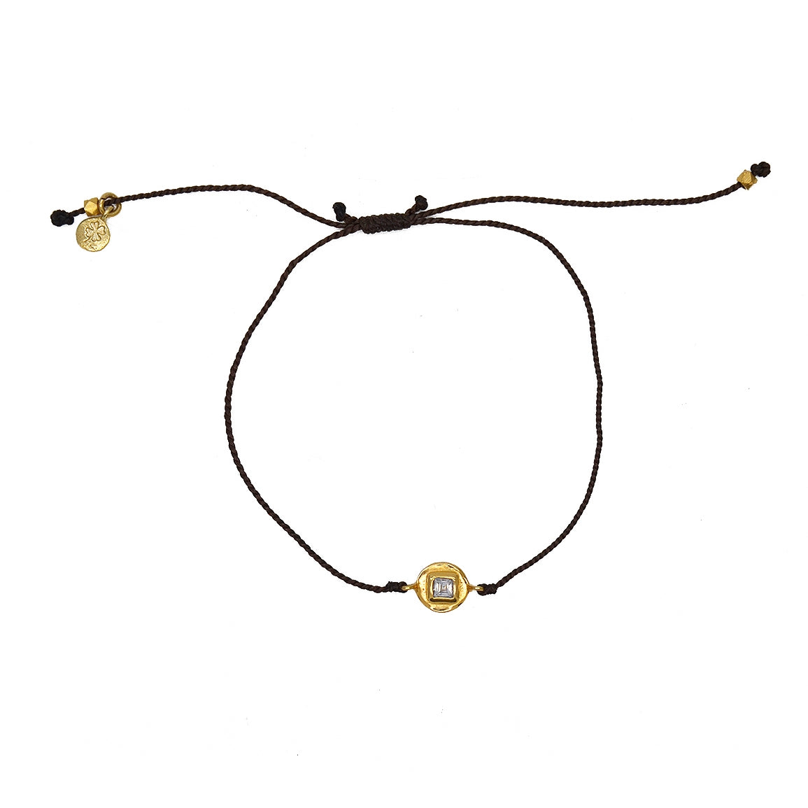 Bracelet tressé doré et zircon - CHOCOLAT