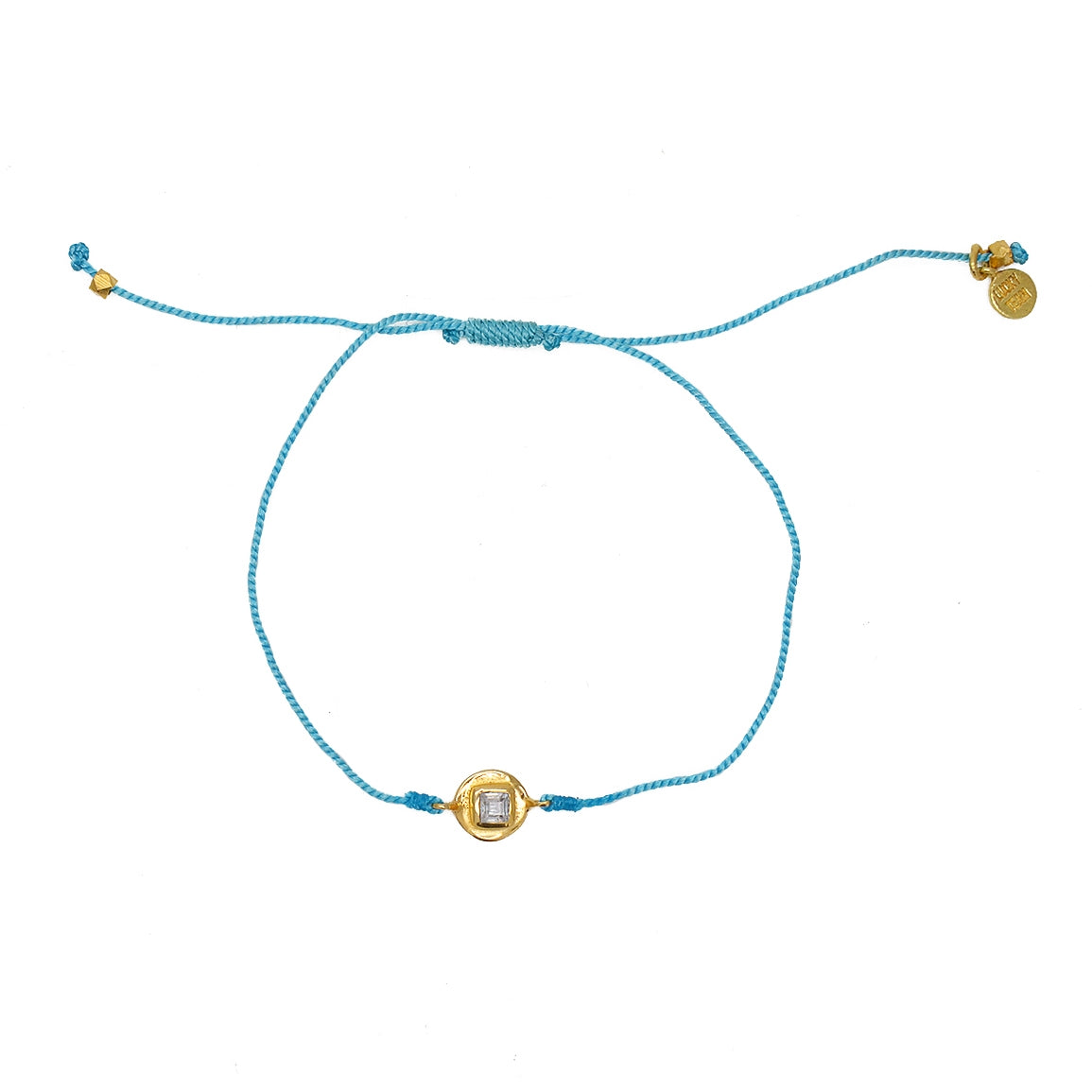 Bracelet tressé doré et zircon - TURQUOISE