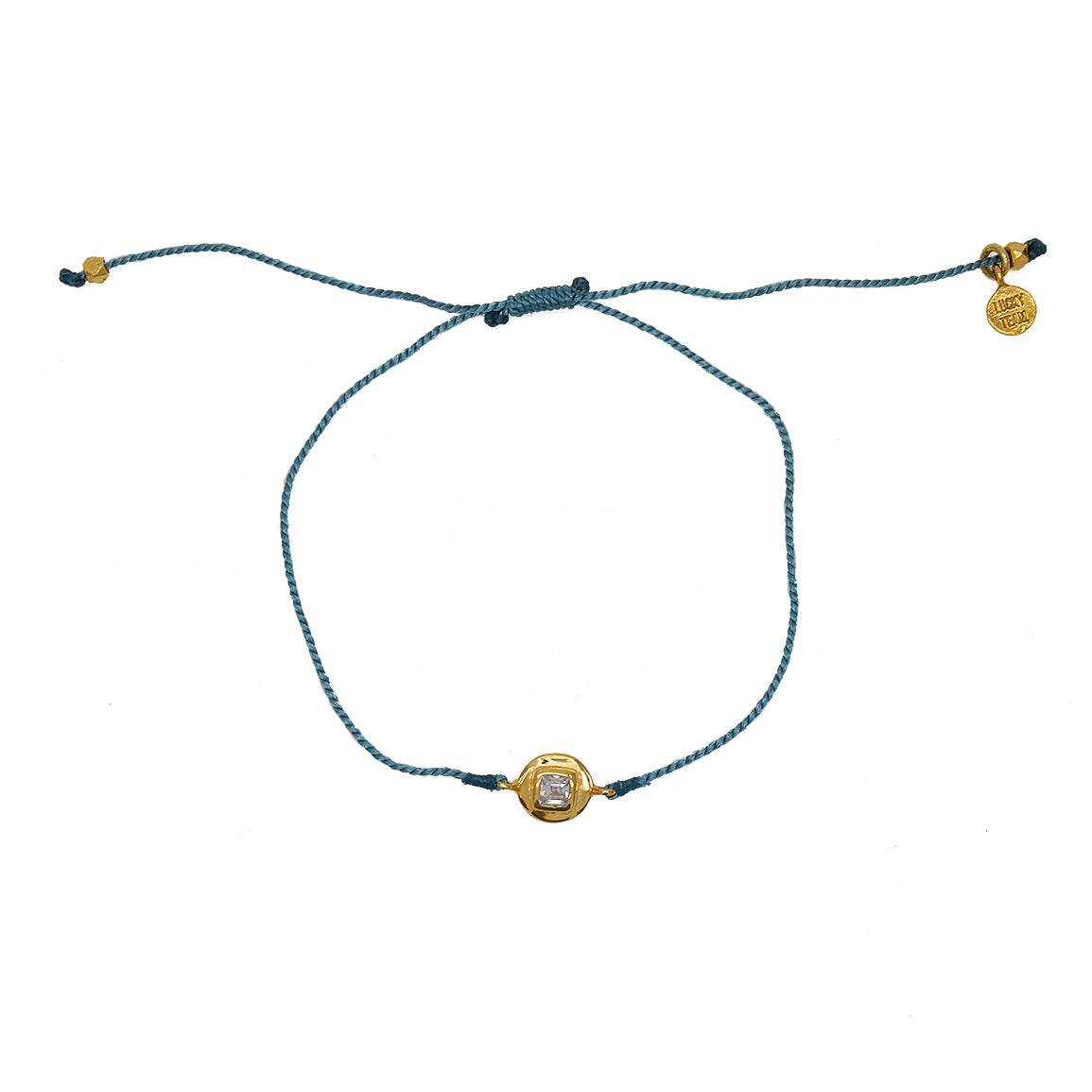 Bracelet tressé doré et zircon - BLEU JEAN
