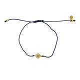 Bracelet tressé doré et zircon - BLEU MARINE