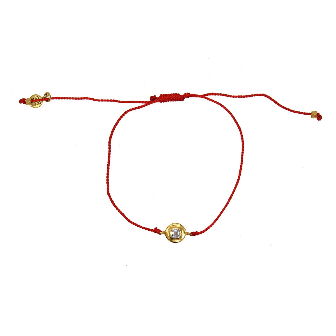 Bracelet tressé doré et zircon - ROUGE