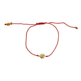 Bracelet tressé doré et zircon - ROUGE