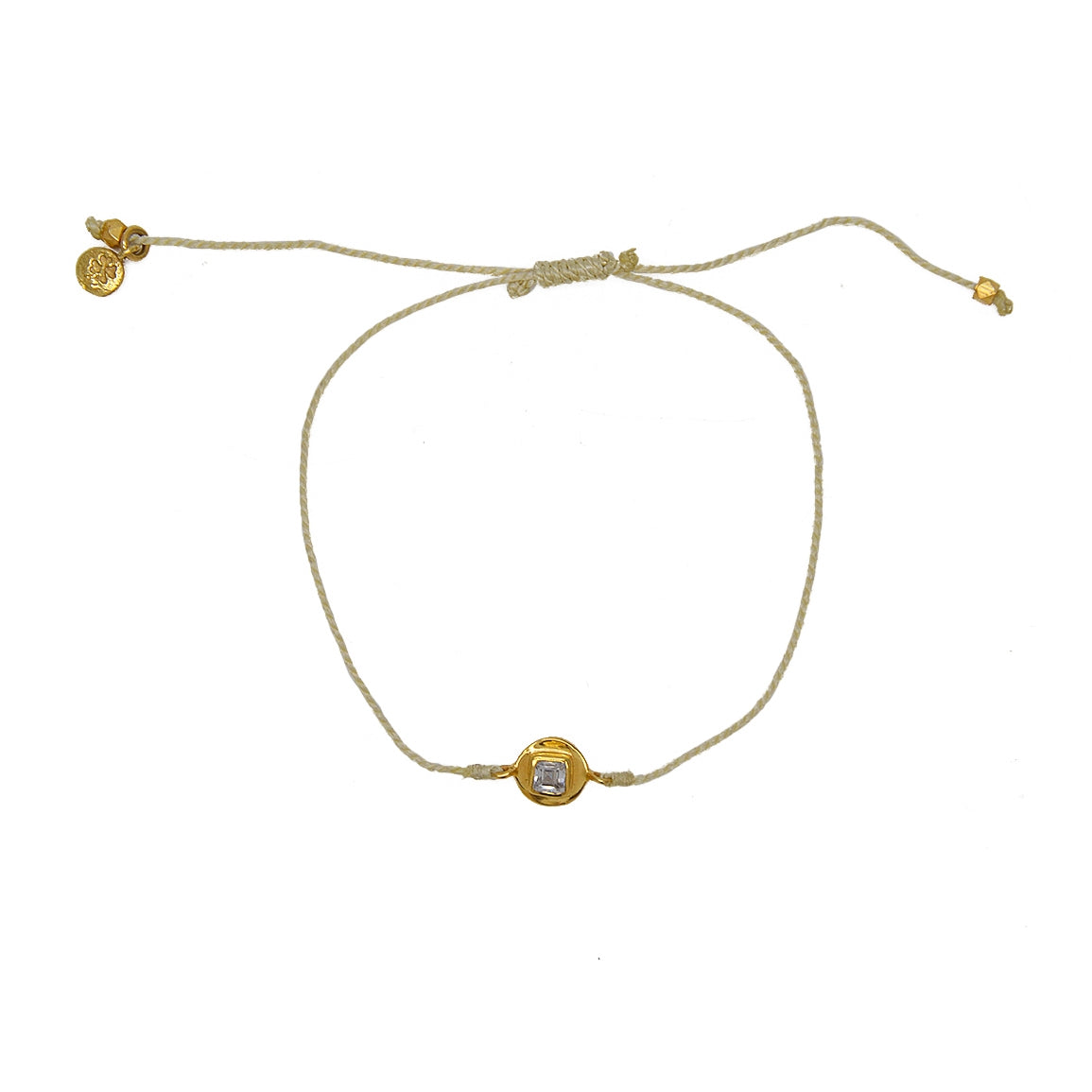 Bracelet tressé doré et zircon - BEIGE