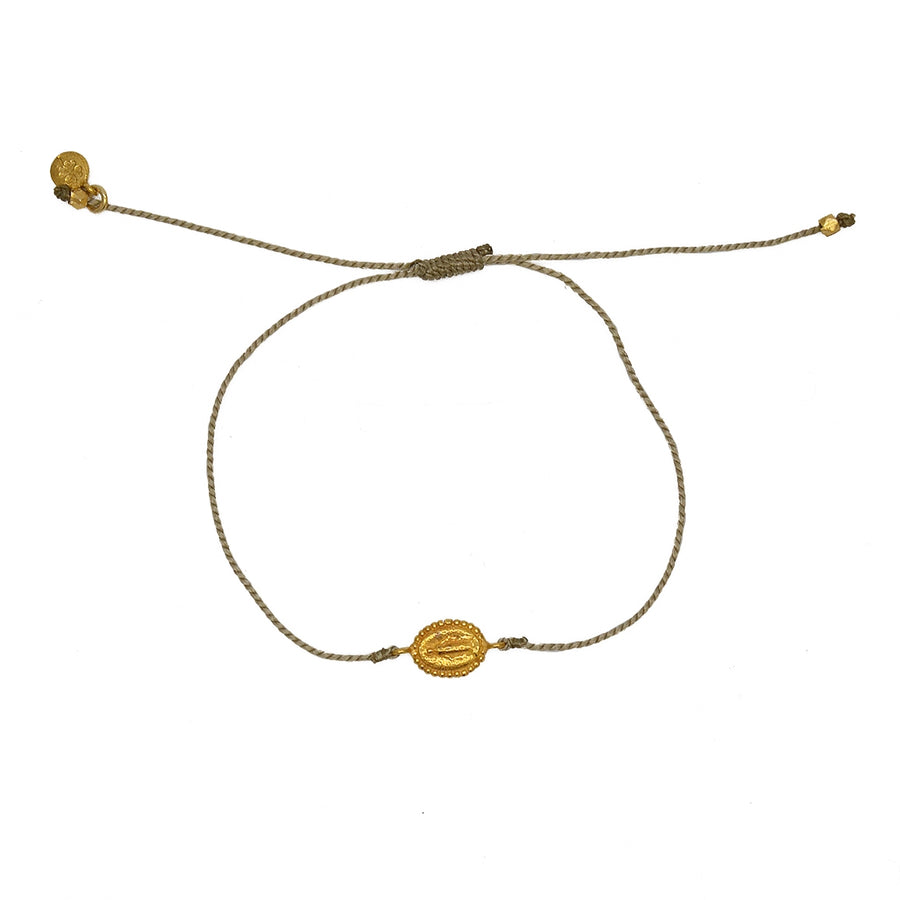 Bracelet tressé coloré madone dorée - KAKI