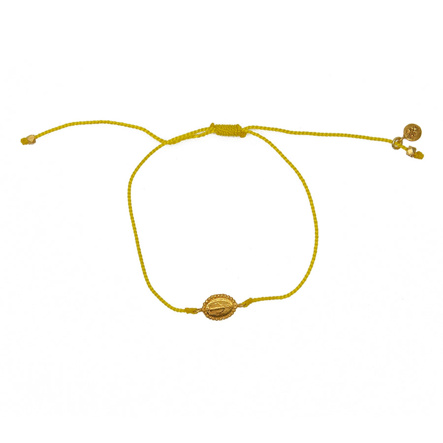 Bracelet tressé coloré madone dorée - JAUNE