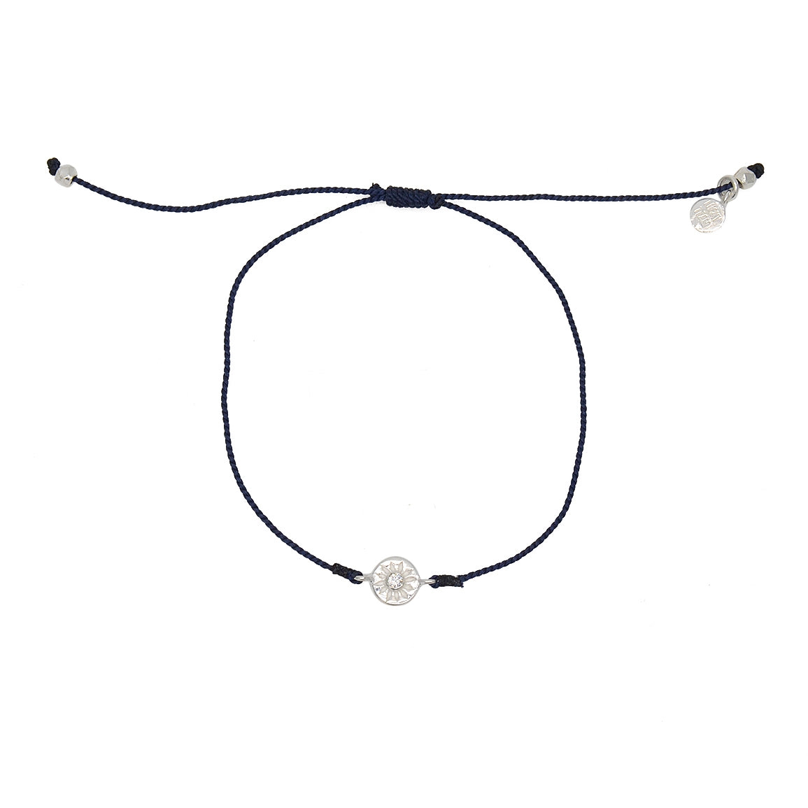 Bracelet tressé soleil argent 925 et zircon - BLEU MARINE