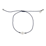 Bracelet tressé soleil argent 925 et zircon - BLEU MARINE