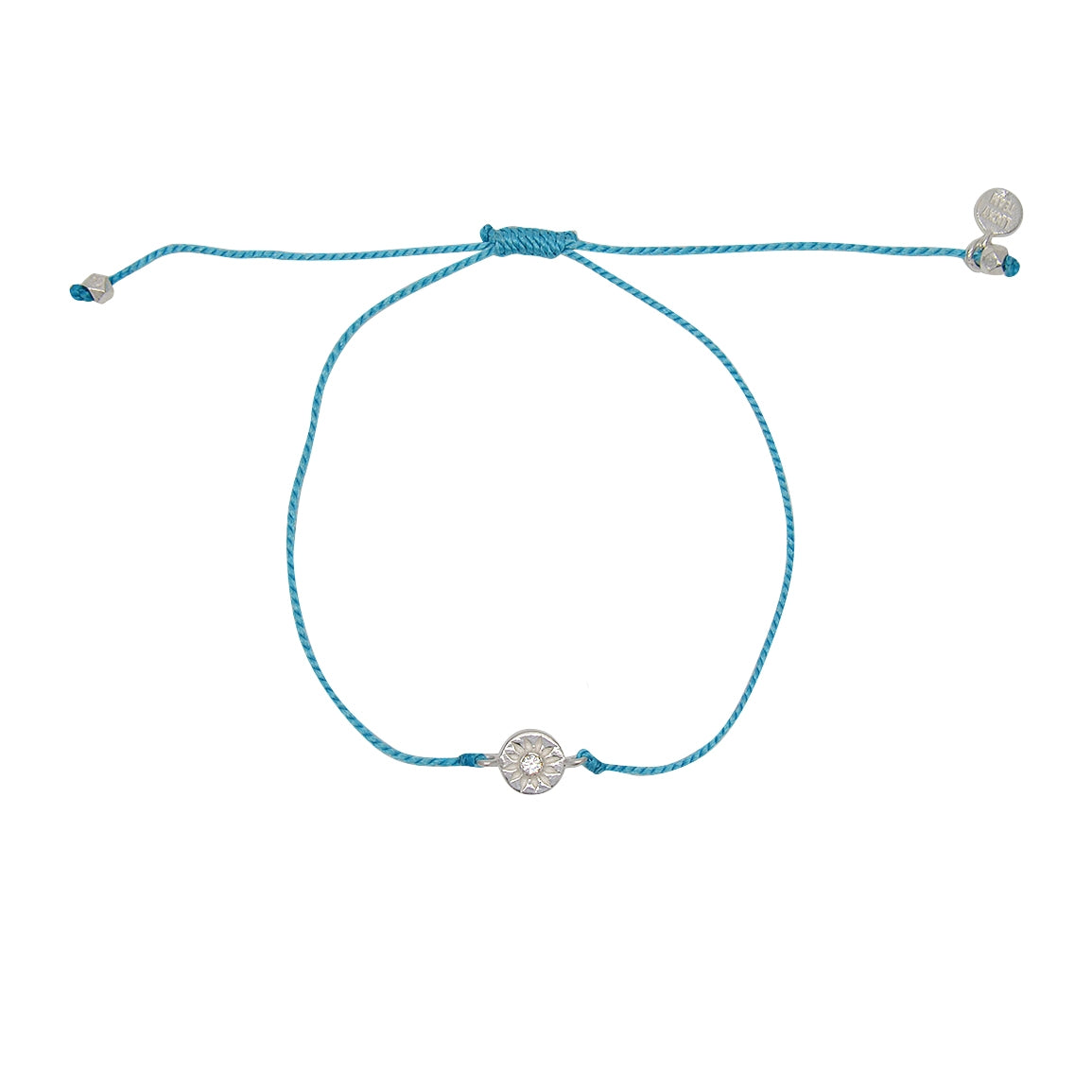 Bracelet tressé soleil argent 925 et zircon - TURQUOISE