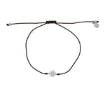 Bracelet tressé soleil argent 925 et zircon - CHOCOLAT