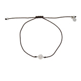 Bracelet tressé soleil argent 925 et zircon - CHOCOLAT