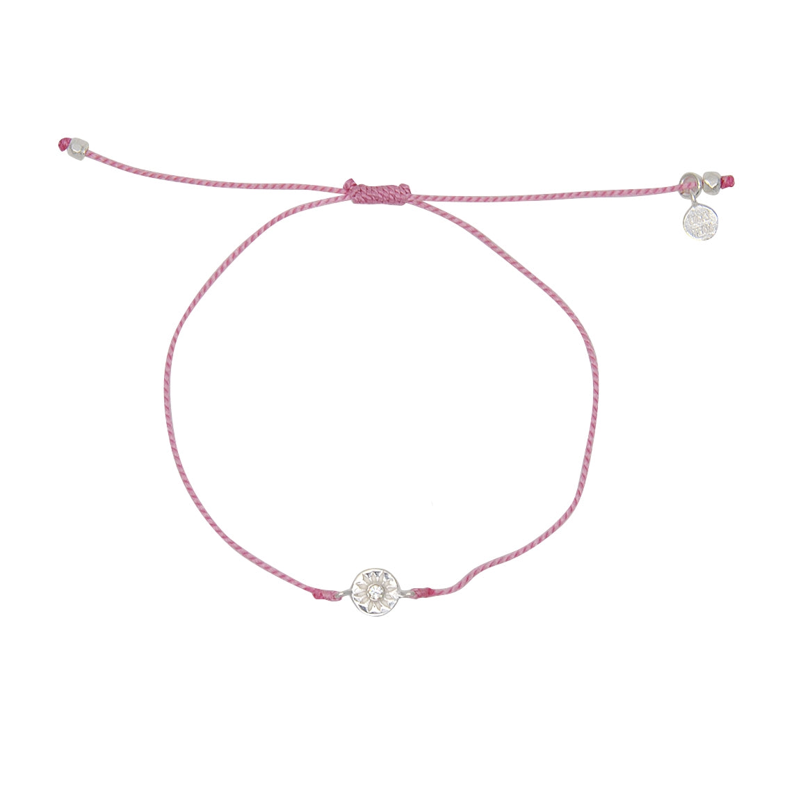 Bracelet tressé soleil argent 925 et zircon - ROSE