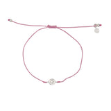 Bracelet tressé soleil argent 925 et zircon - ROSE
