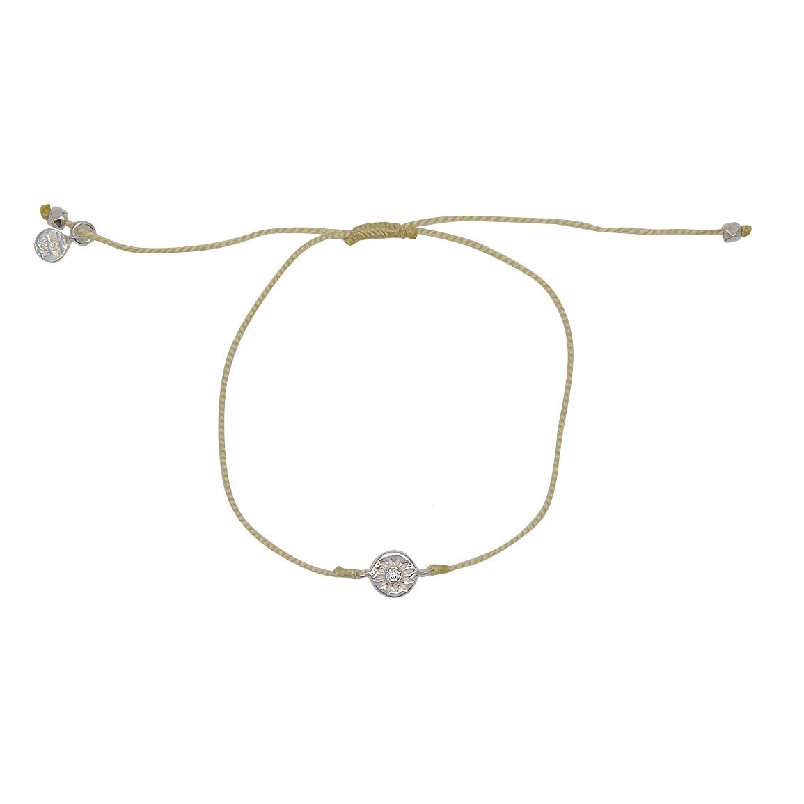 Bracelet tressé soleil argent 925 et zircon - BEIGE