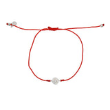 Bracelet tressé soleil argent 925 et zircon - ROUGE