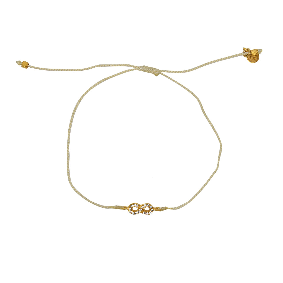 Bracelet tressé infini doré et zircons - BEIGE