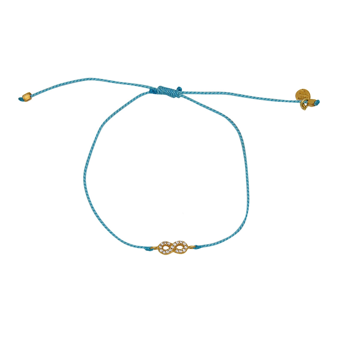 Bracelet tressé infini doré et zircons - TURQUOISE
