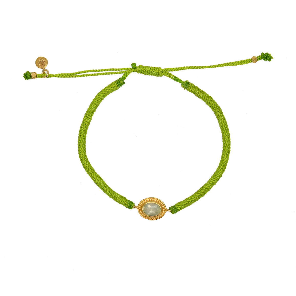 Bracelet tressé et pierre - VERT POMME & PREHNITE