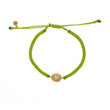 Bracelet tressé et pierre - VERT POMME & PREHNITE